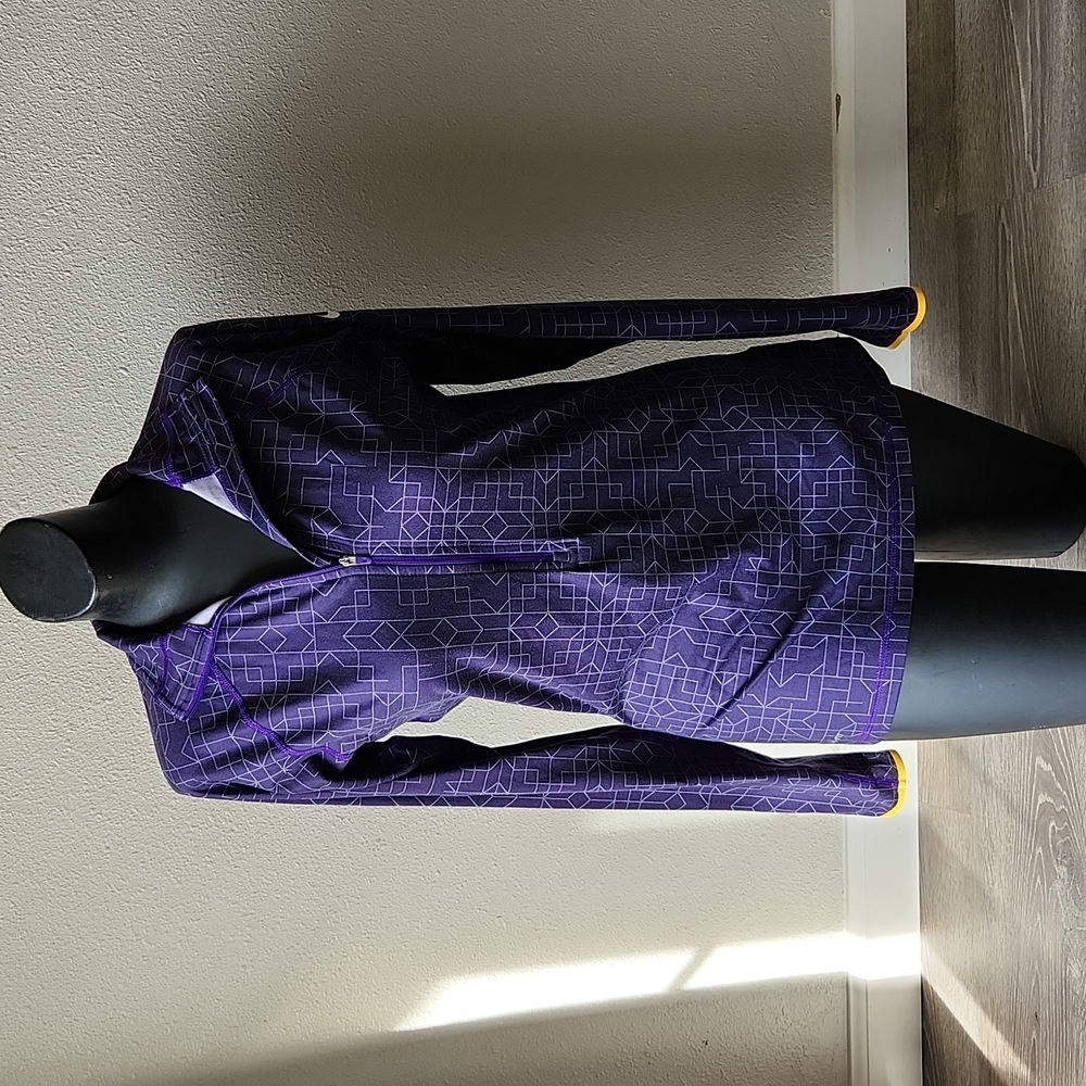 Nike Pro Hyperwarm Dark Purple Geometric Print Half Zip Warm Size M